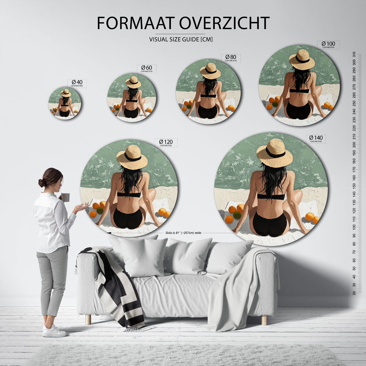 Zomerstrand vrouw Muurcirkel
