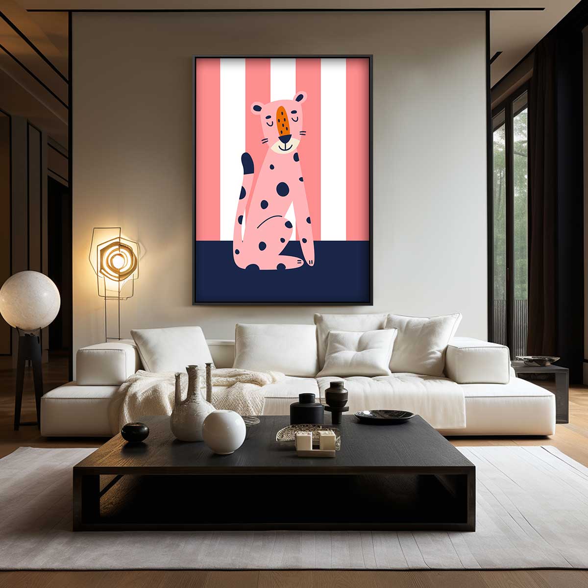 Vrolijke Luipaard Print Kunstwerk-canvas-dibond-plexiglas-wanddecoratie-WallArtistic