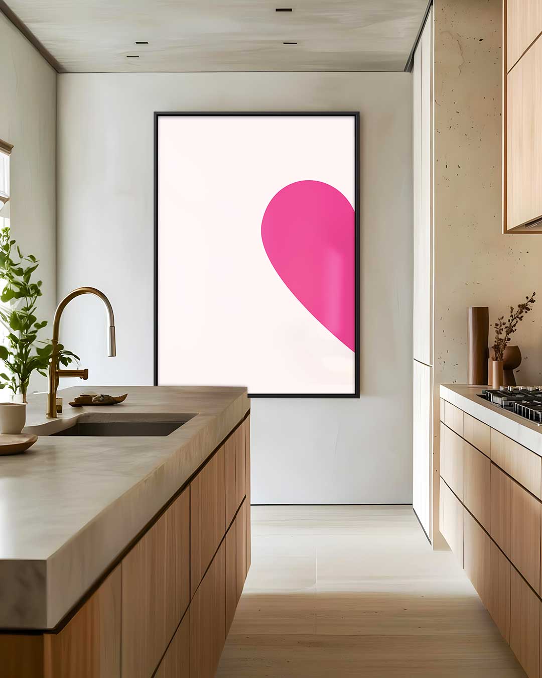 Roze Hart Abstract Kunstwerk-canvas-dibond-plexiglas-wanddecoratie-WallArtistic