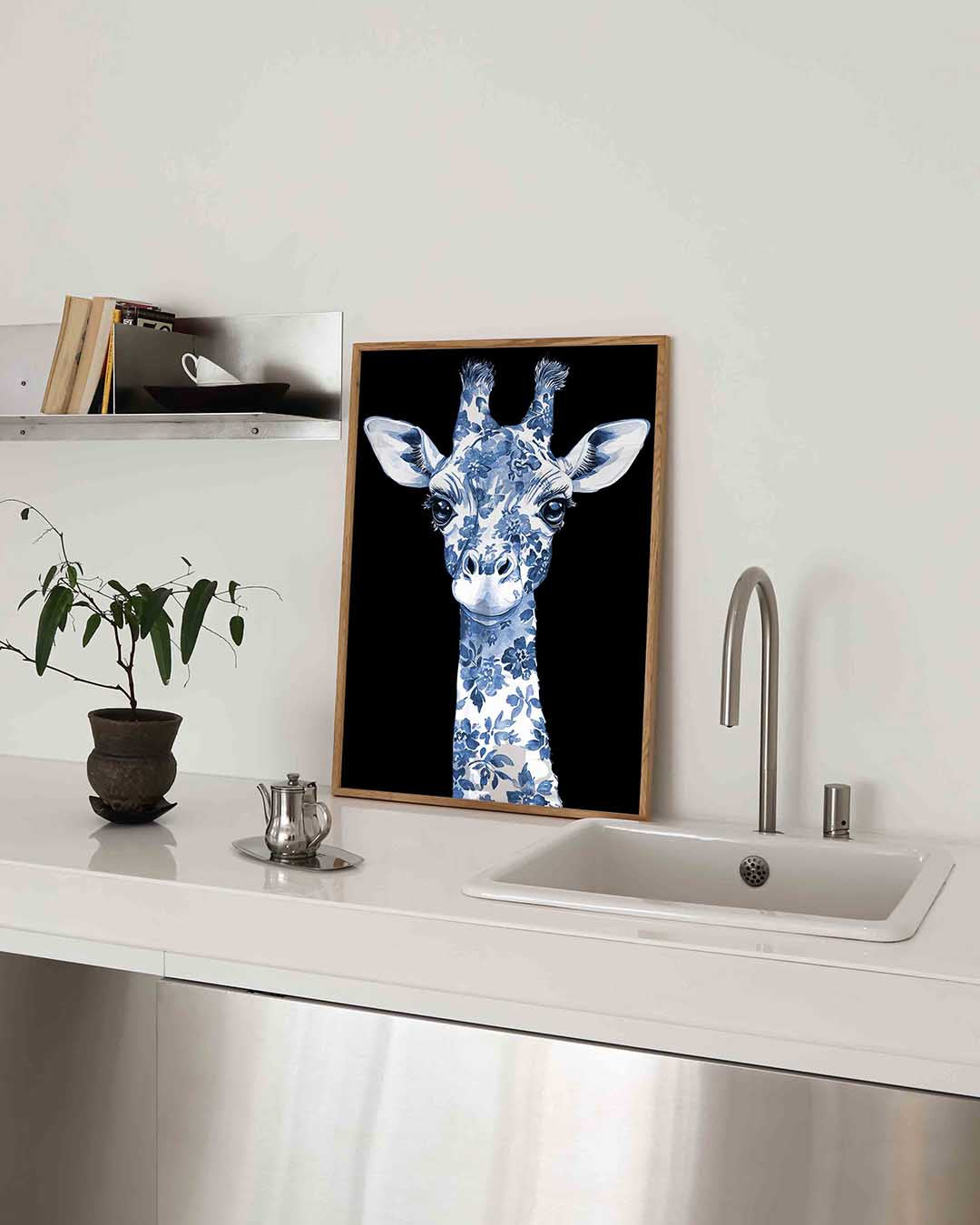Blauwe giraffe Poster