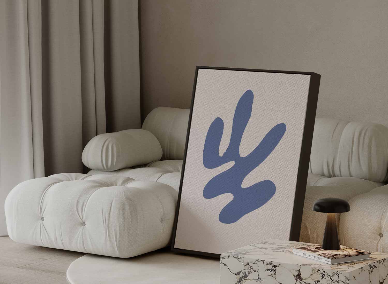 Blauwe Vloeiende Vorm Kunstwerk-canvas-dibond-plexiglas-wanddecoratie-WallArtistic