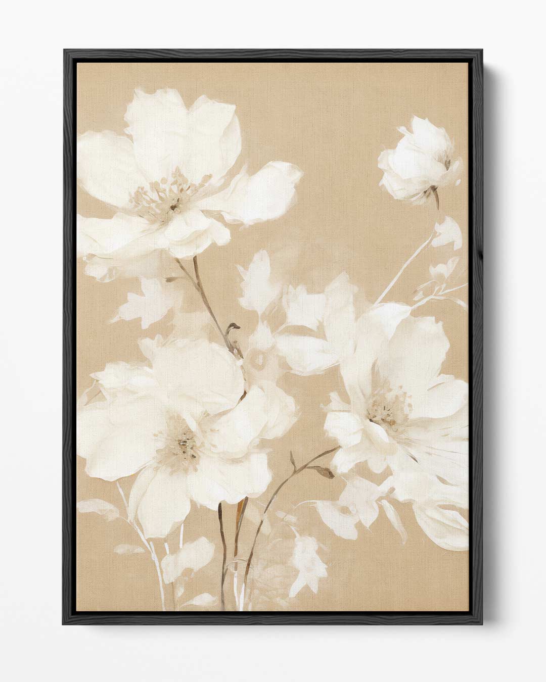 Zachte Bloemsymfonie in Neutrale Kleuren Kunstwerk-canvas-dibond-plexiglas-wanddecoratie-WallArtistic