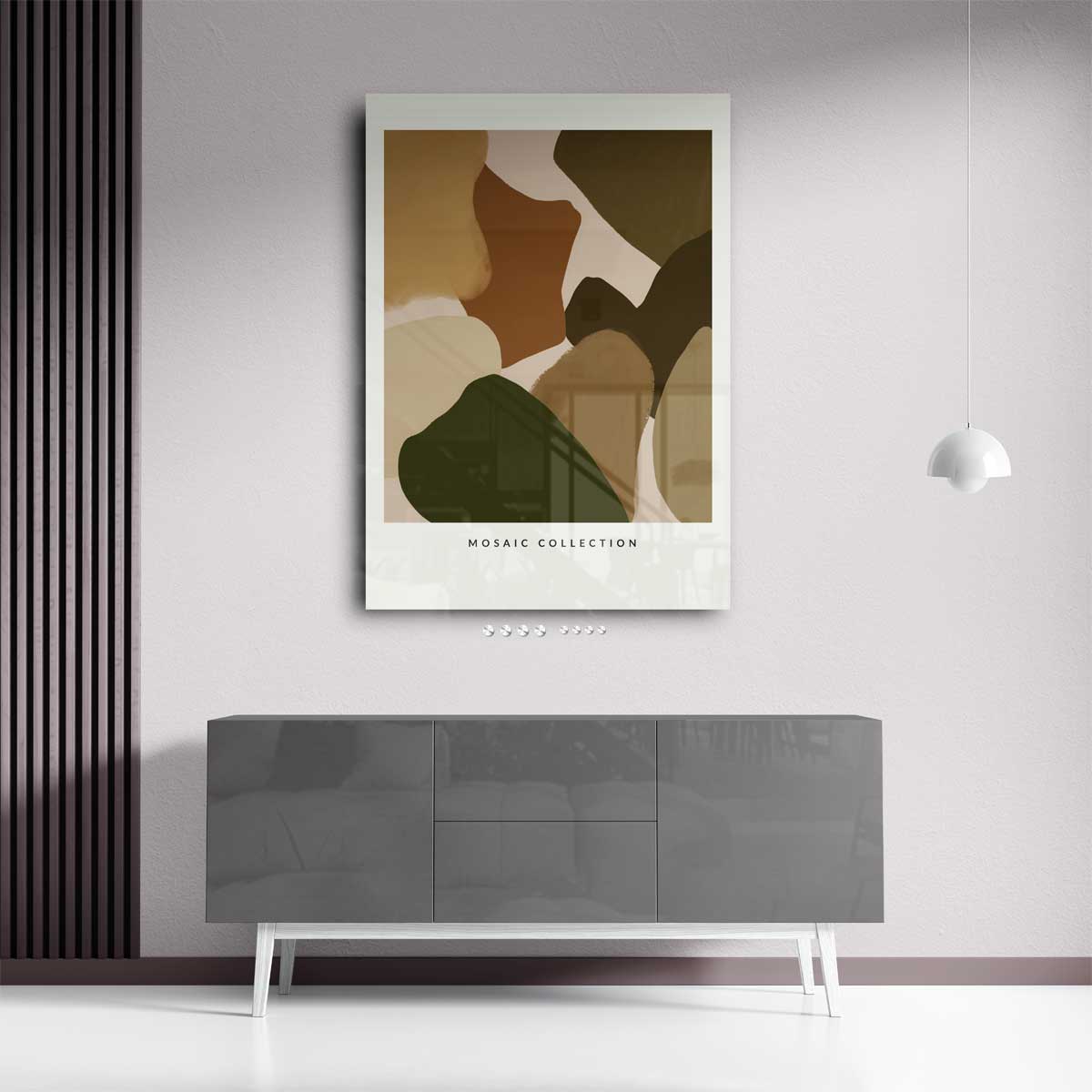 Moderne Aardetinten Mozaïek Kunstwerk-canvas-dibond-plexiglas-wanddecoratie-WallArtistic