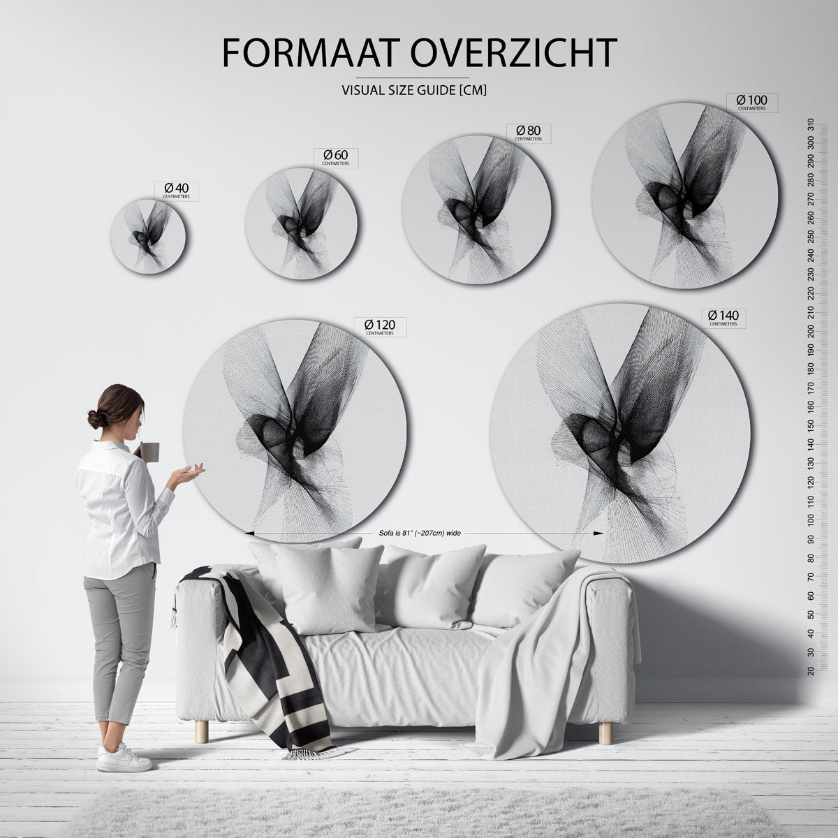 Abstracte lijnen Muurcirkel