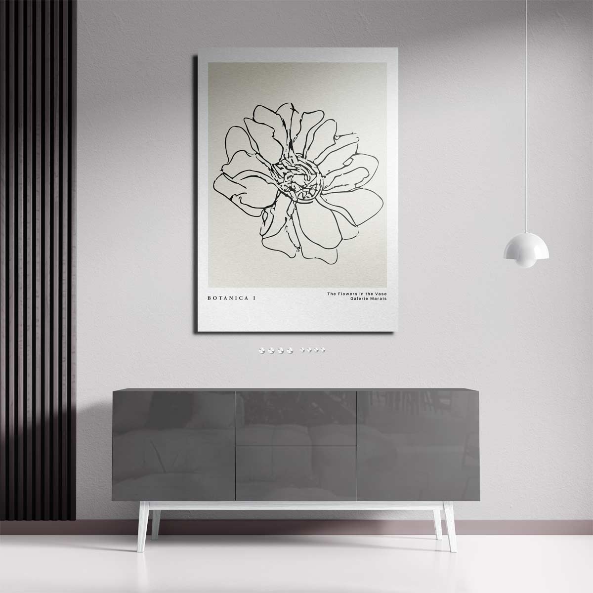 Bloemenkunst in Lijn Kunstwerk-canvas-dibond-plexiglas-wanddecoratie-WallArtistic