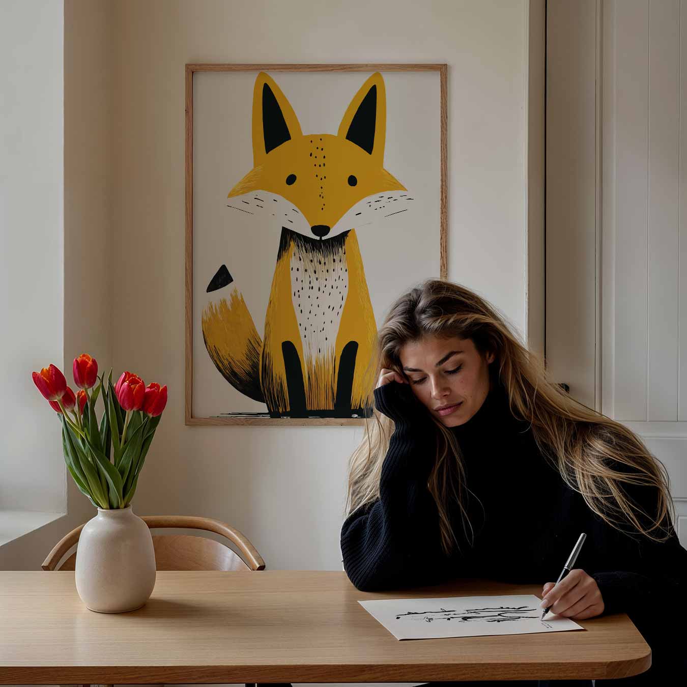 Schattige Vos Illustratie Poster