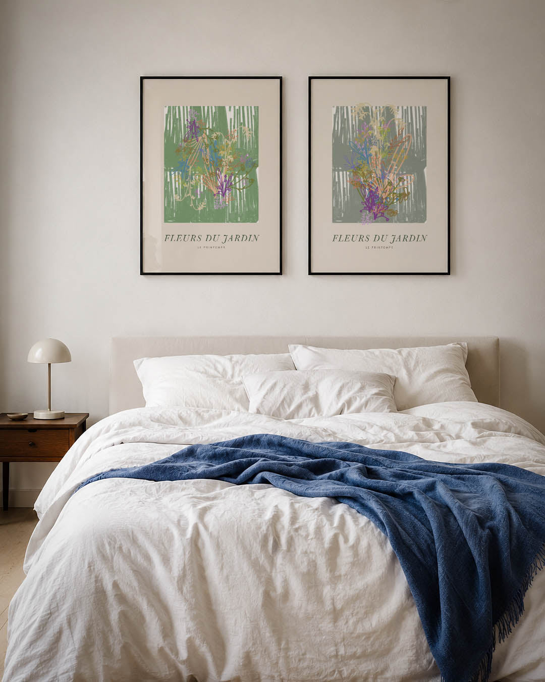 Bloemen en strepen Posterset