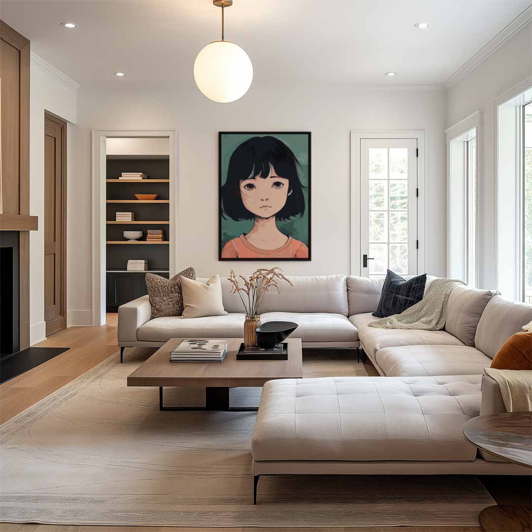 Dromerige Blik Portretkunst Kunstwerk-canvas-dibond-plexiglas-wanddecoratie-WallArtistic