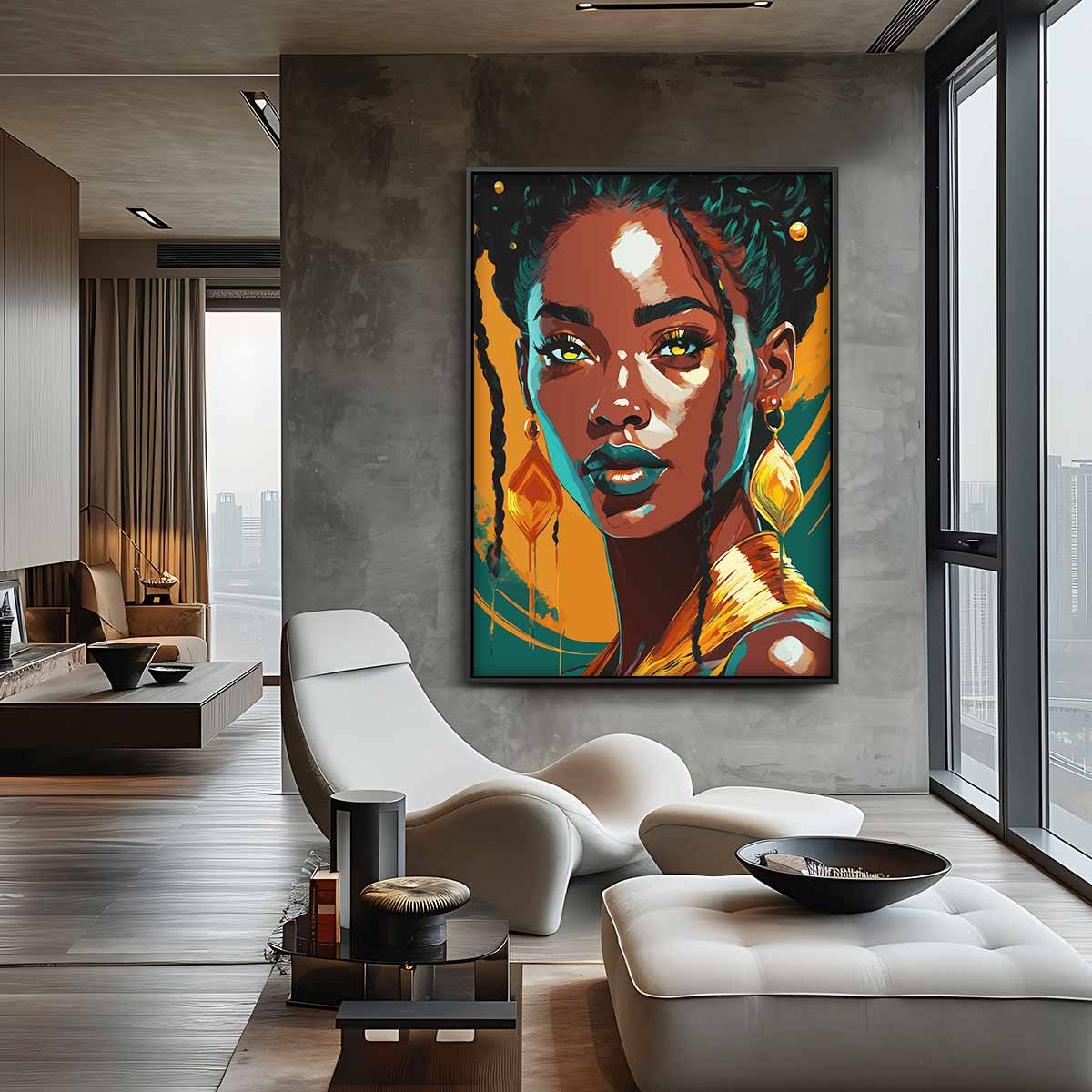 Krachtige Vrouwelijke Expressie Kunstwerk-canvas-dibond-plexiglas-wanddecoratie-WallArtistic