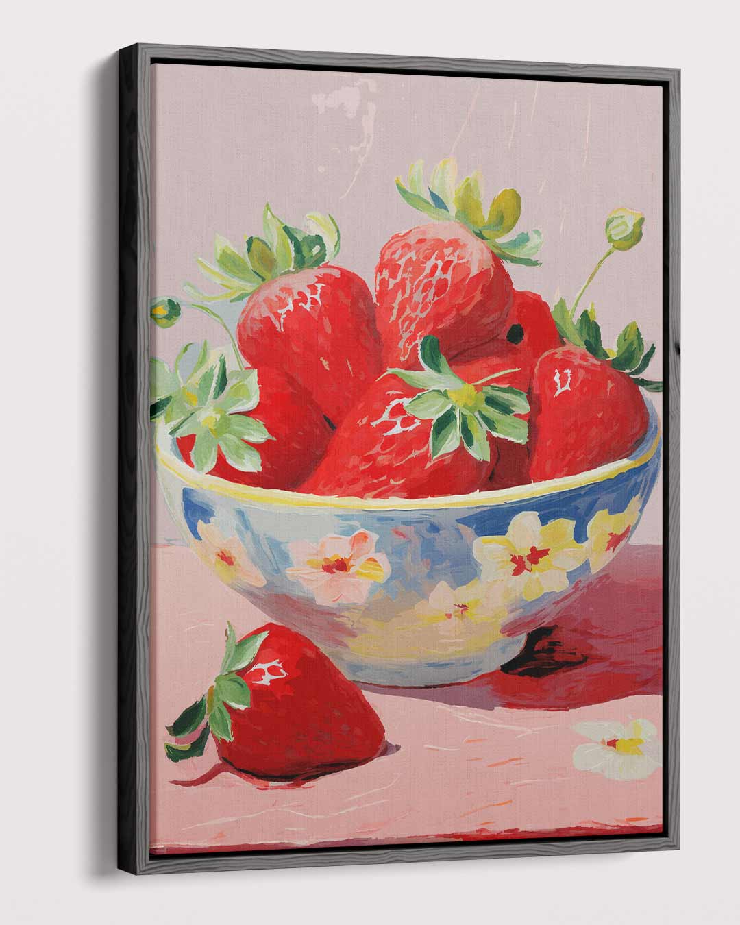 Aardbeien in Bloemenschotel Kunstwerk-canvas-dibond-plexiglas-wanddecoratie-WallArtistic