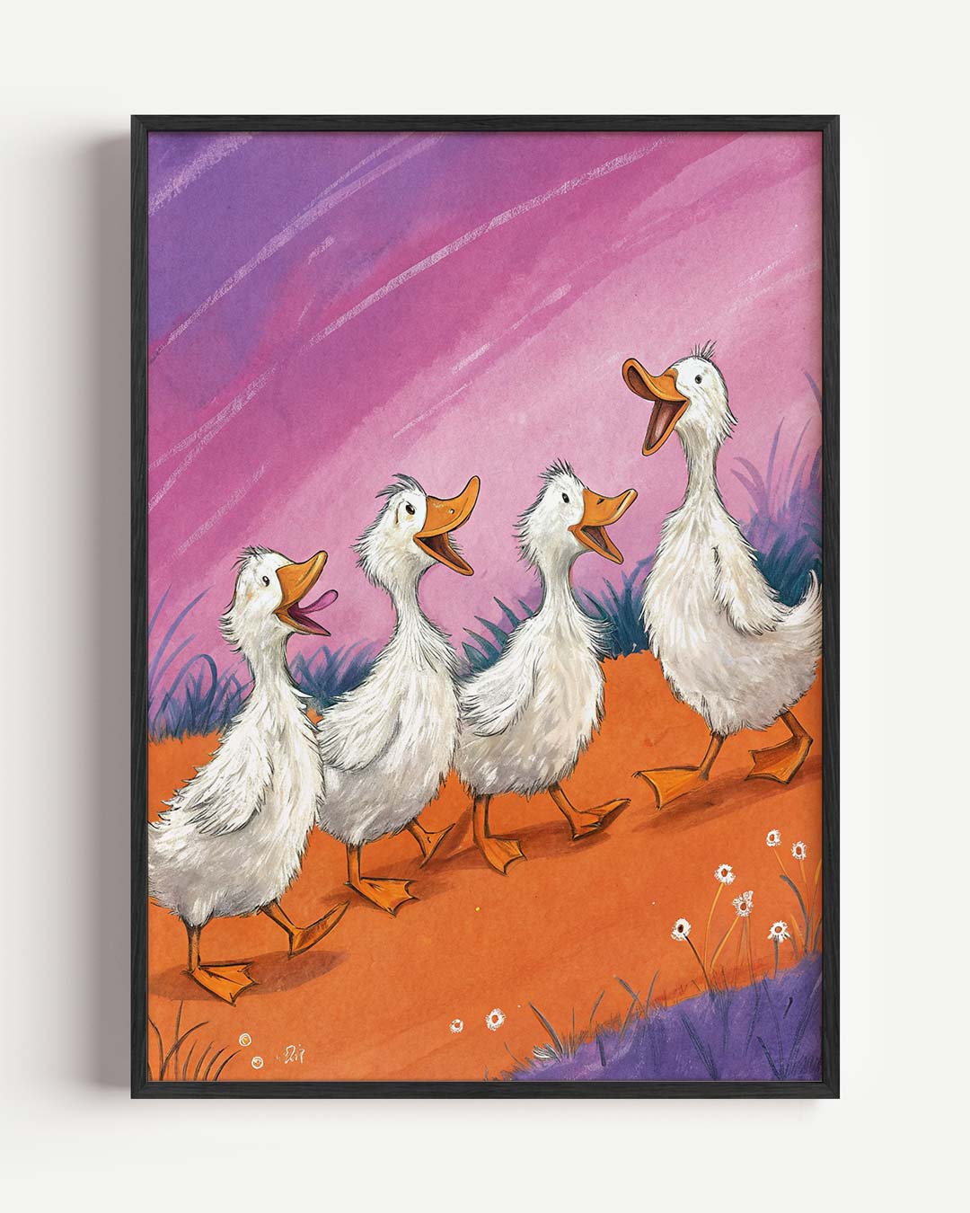 Vrolijke Eendjes Mars Poster-WallArtistic