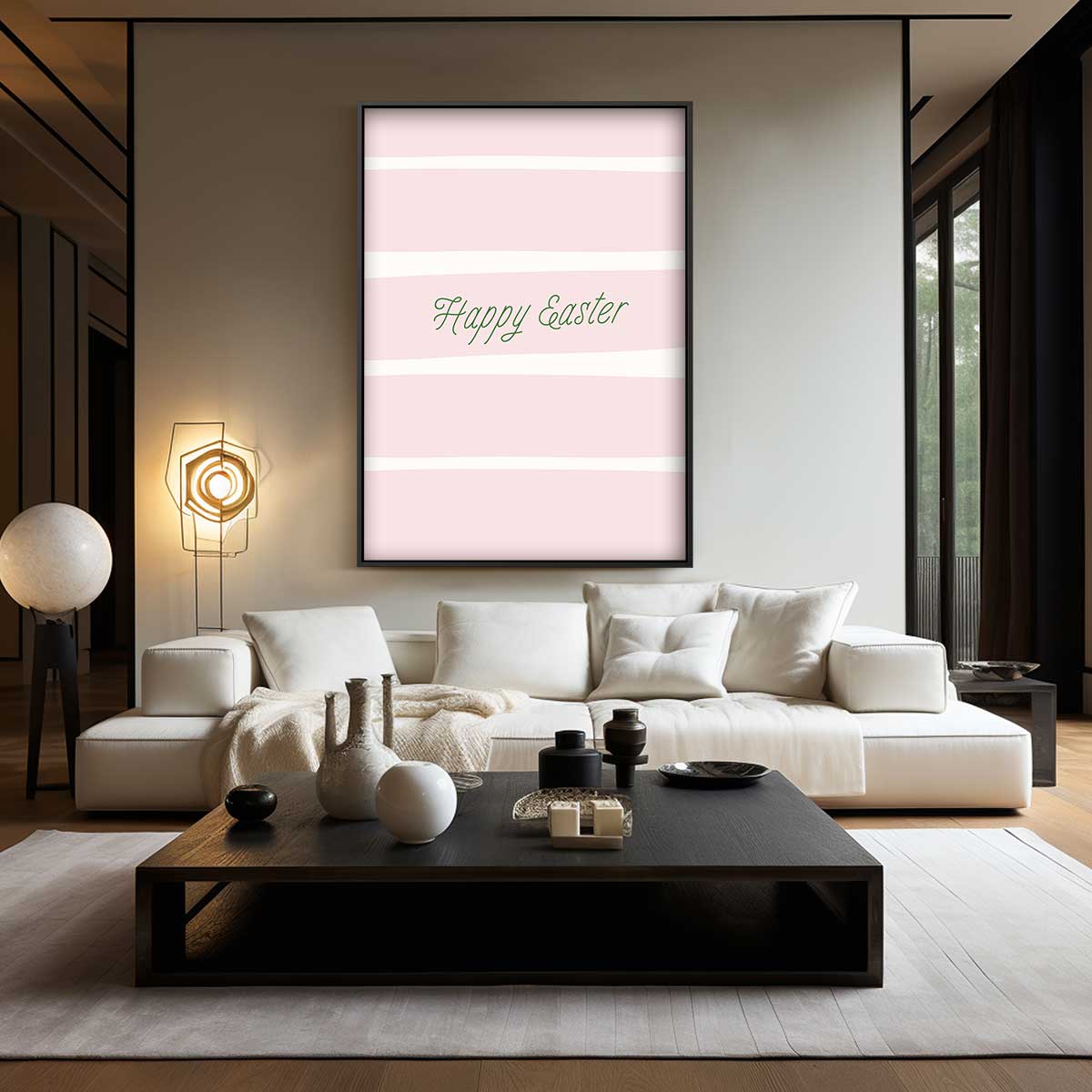 Vrolijke Paasgroet Stripes Kunstwerk-canvas-dibond-plexiglas-wanddecoratie-WallArtistic
