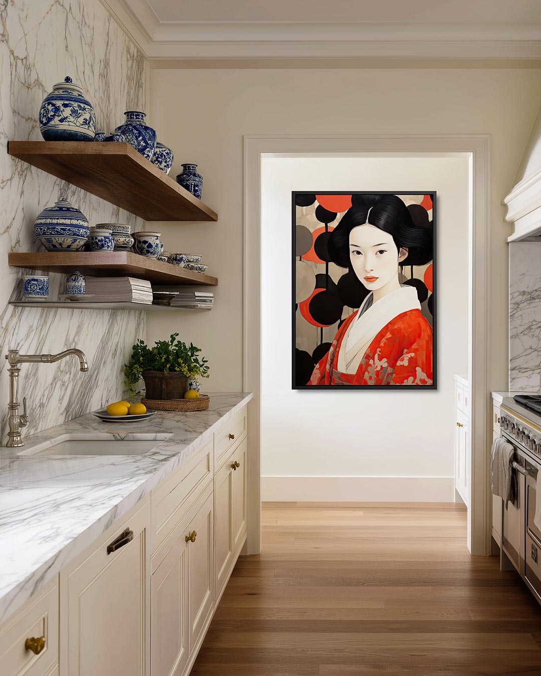 Vrouw in rood Kunstwerk