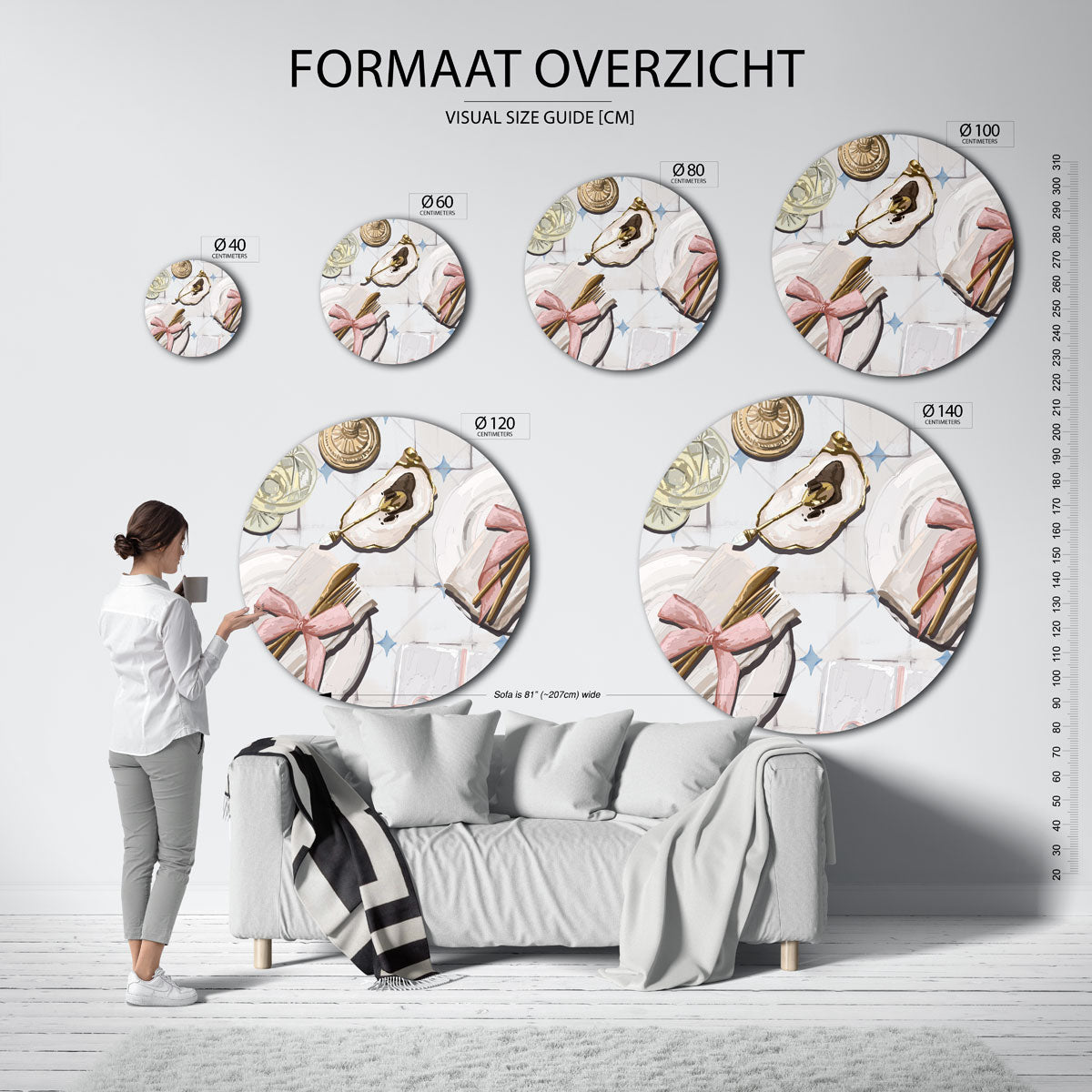 Eettafel decoratie Muurcirkel