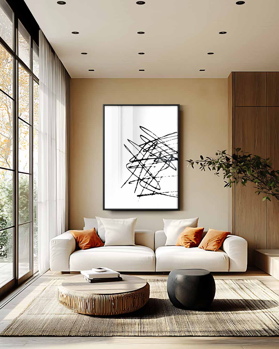 Chaotische Zwart-Witte Compositie Kunstwerk-canvas-dibond-plexiglas-wanddecoratie-WallArtistic