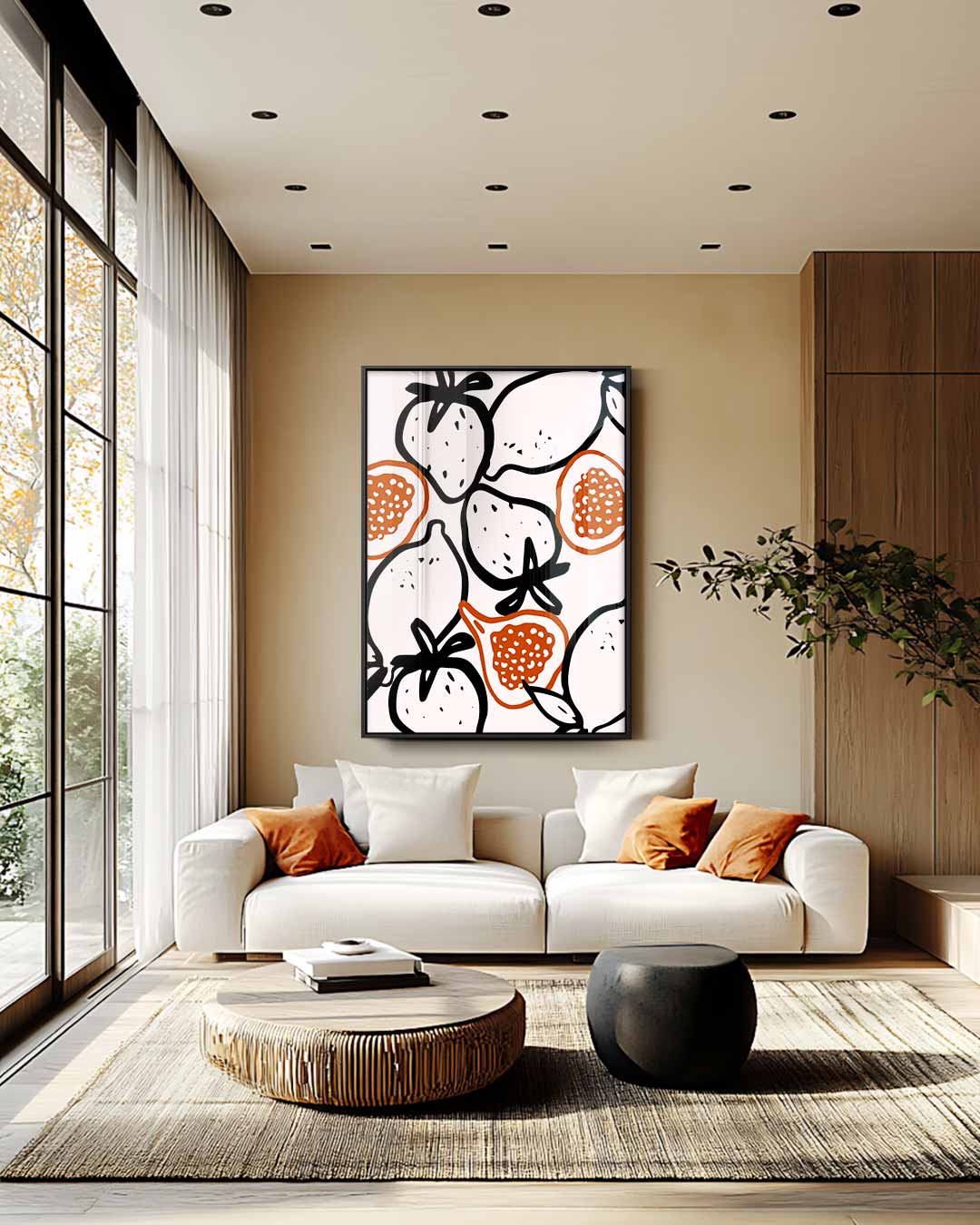Fruitige Lijnen Kunstwerk-canvas-dibond-plexiglas-wanddecoratie-WallArtistic