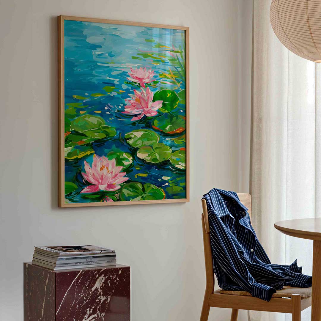 Waterlelies en bladeren Poster