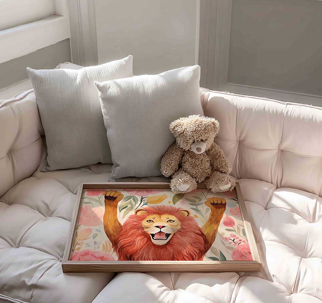 Leeuw met bloemen Poster