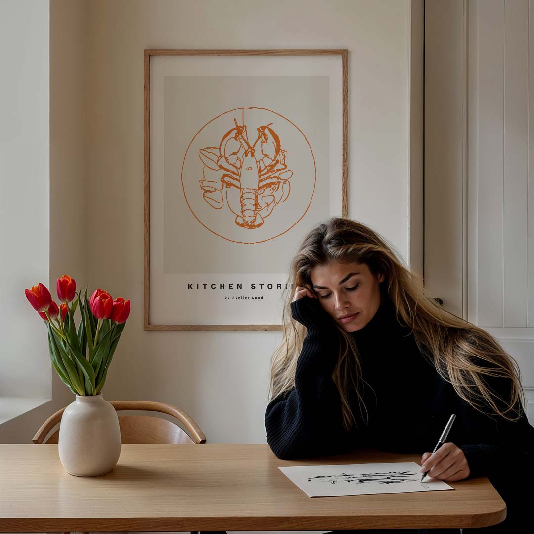 Stijlvolle Kreeft Illustratie Poster-WallArtistic