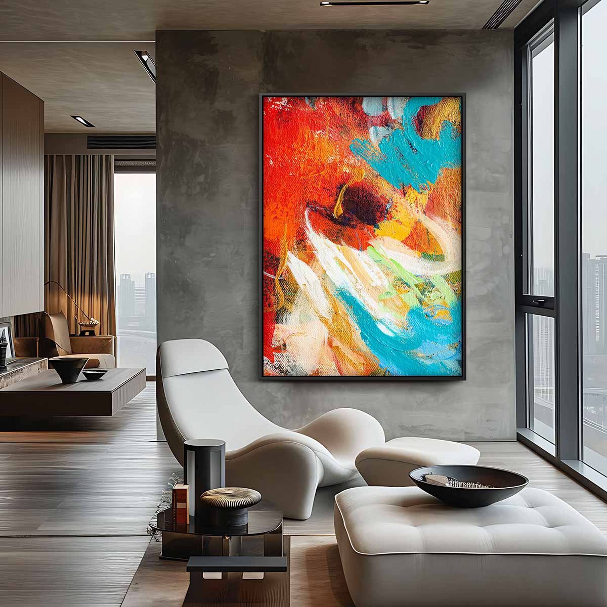 Kleurrijke Expressie Kunstwerk-canvas-dibond-plexiglas-wanddecoratie-WallArtistic