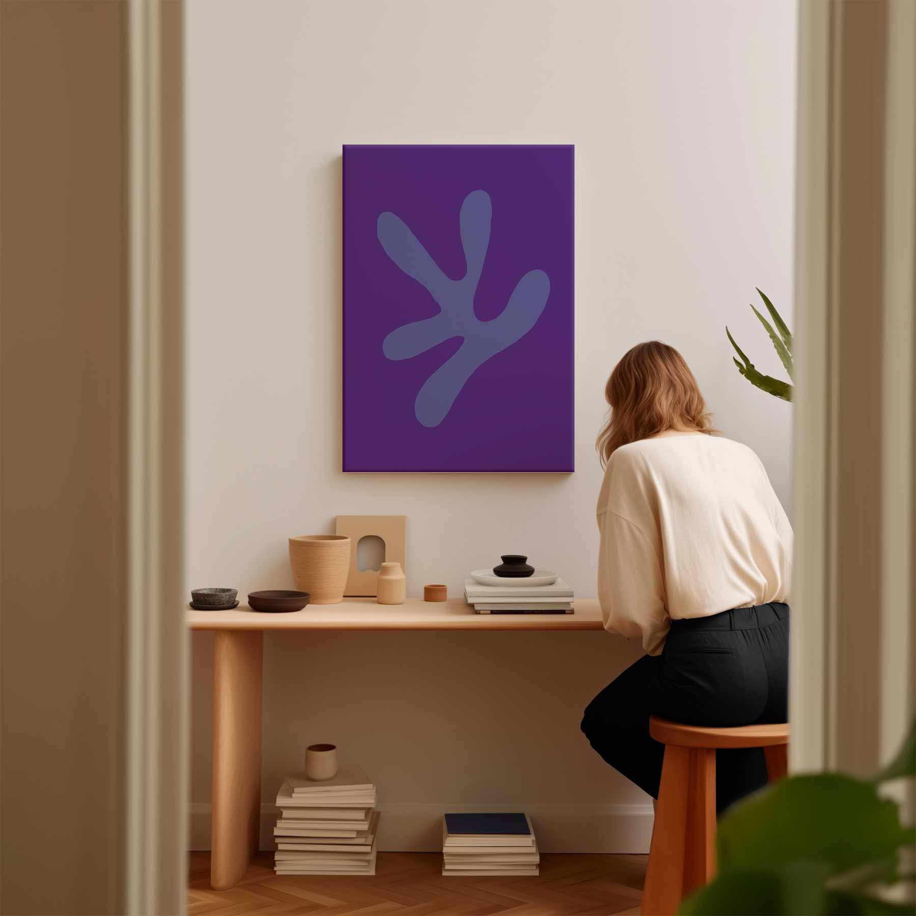 Speelse Paarse Vormen Kunstwerk-canvas-dibond-plexiglas-wanddecoratie-WallArtistic
