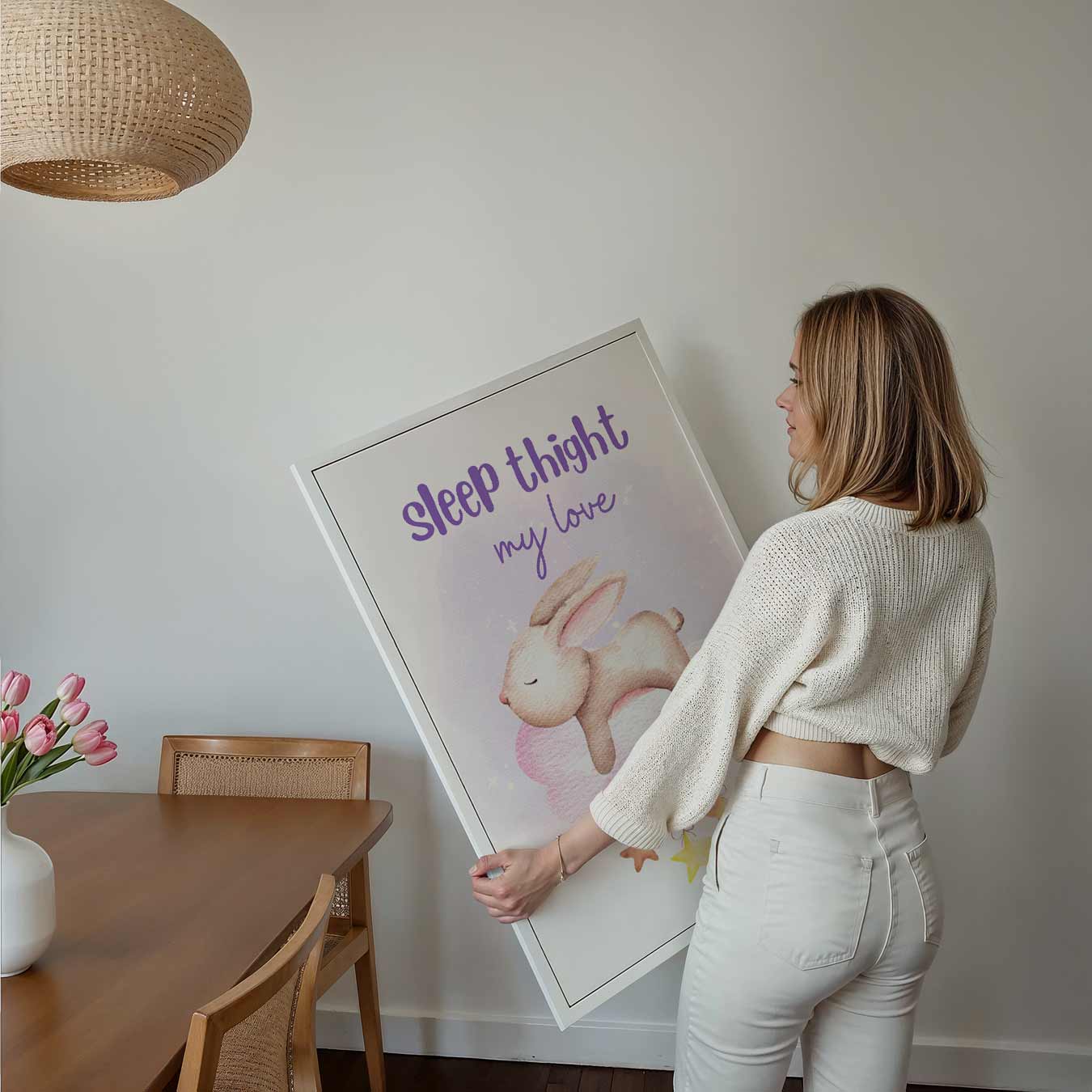 Dromerige Bunny Slaap Poster-WallArtistic