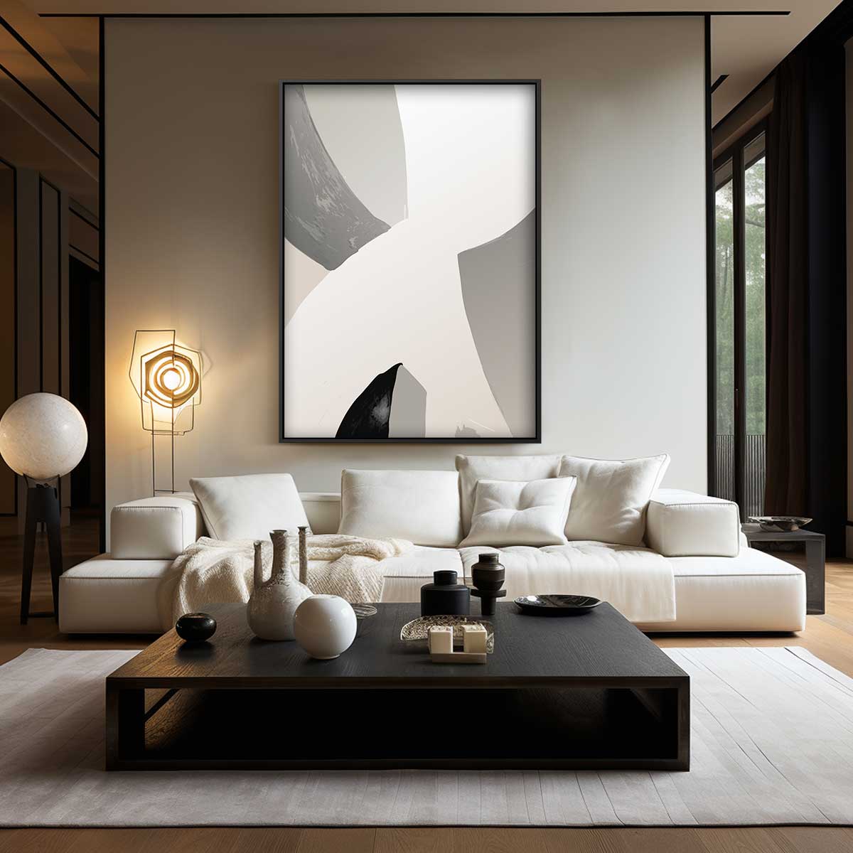 Stijlvolle Abstractie in Neutrale Tint Kunstwerk-canvas-dibond-plexiglas-wanddecoratie-WallArtistic