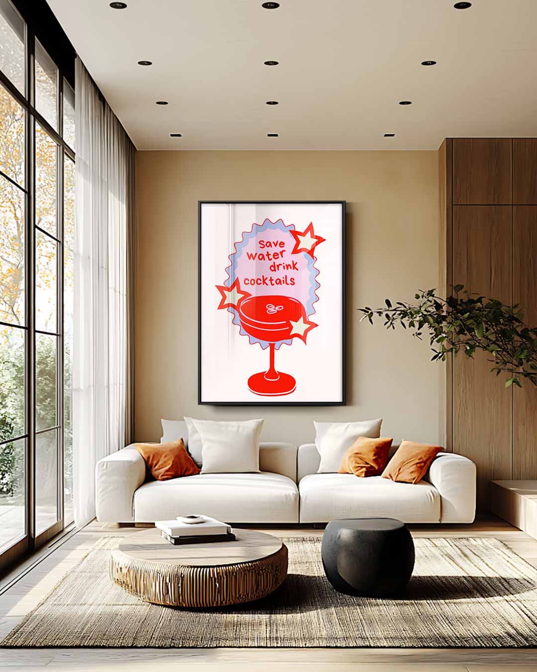 Red Cocktail Fun Poster Kunstwerk-canvas-dibond-plexiglas-wanddecoratie-WallArtistic
