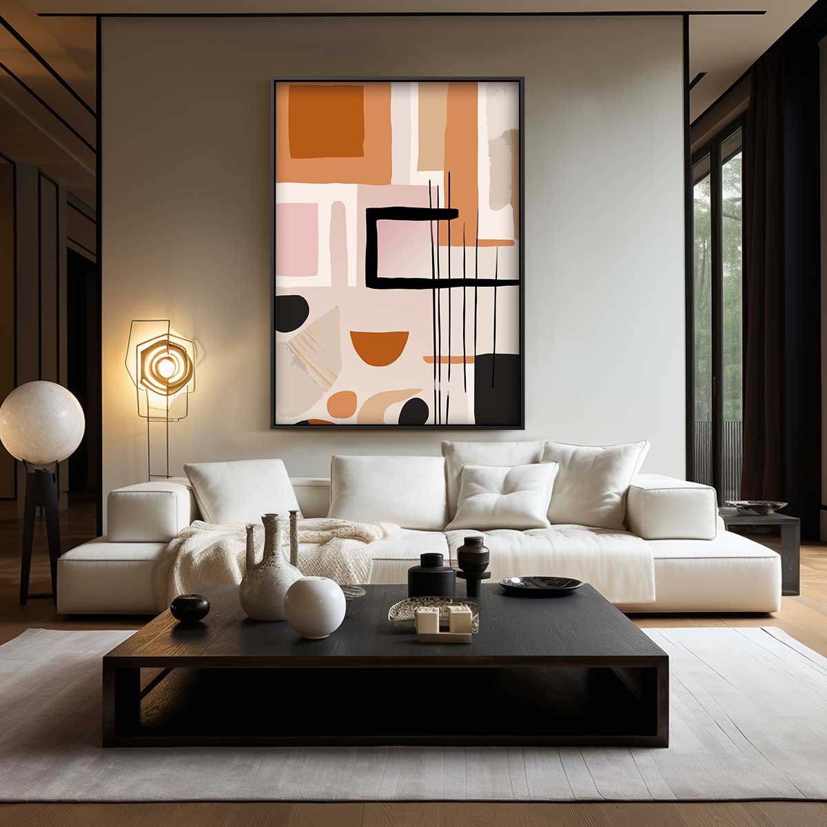 Abstracte Aardetinten Compositie Kunstwerk-canvas-dibond-plexiglas-wanddecoratie-WallArtistic