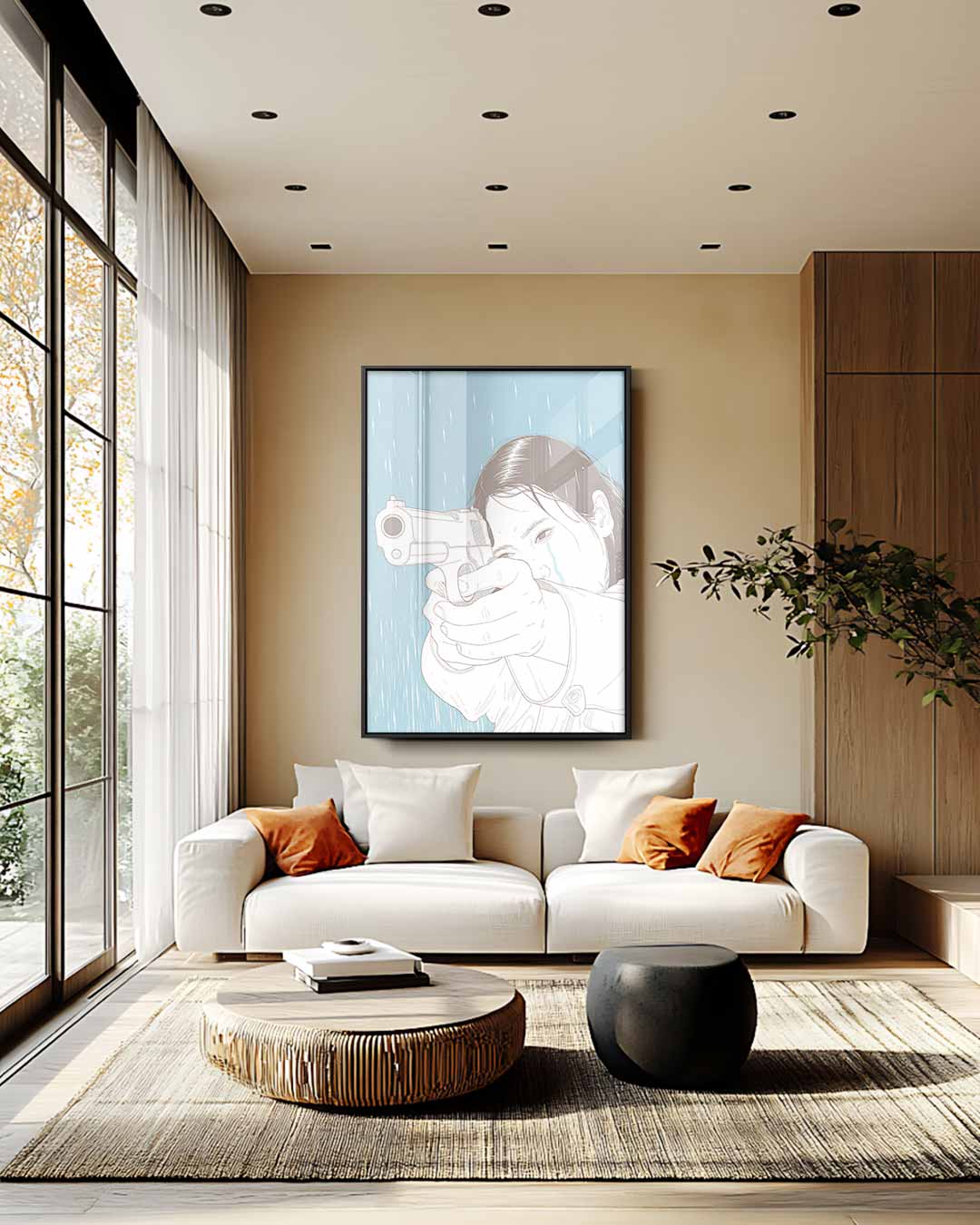Kracht en Emotie in Regen Kunstwerk-canvas-dibond-plexiglas-wanddecoratie-WallArtistic