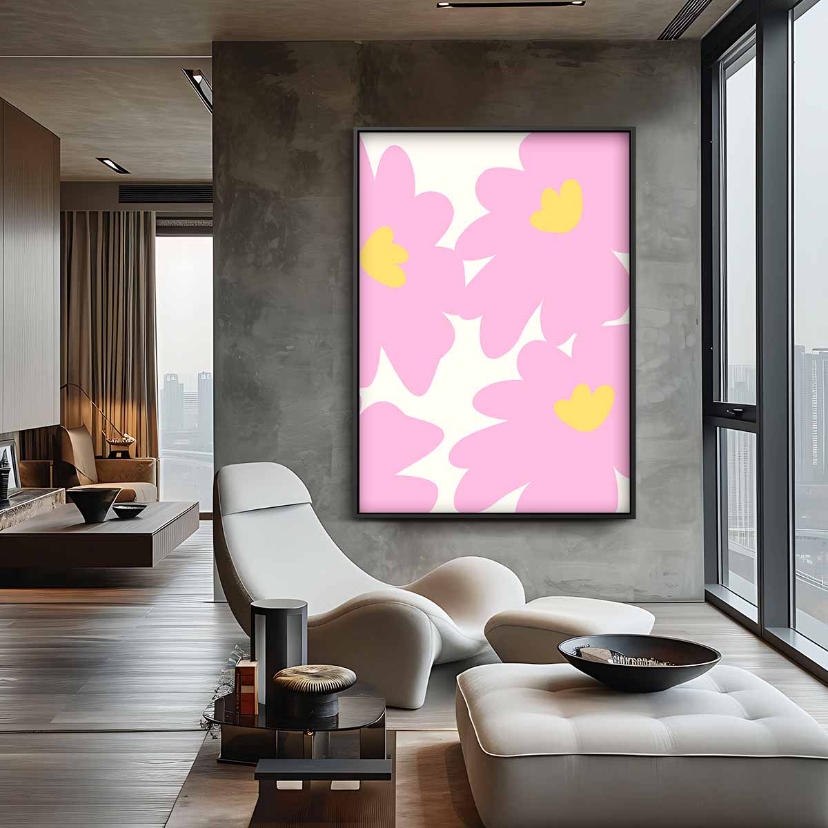 Vrolijk Bloemenpatroon Kunstwerk-canvas-dibond-plexiglas-wanddecoratie-WallArtistic