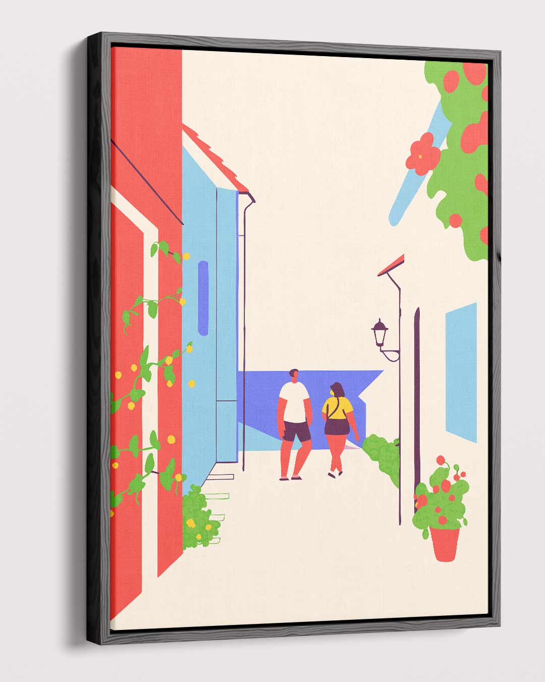 Kleurrijke Stadswandeling Kunstwerk-canvas-dibond-plexiglas-wanddecoratie-WallArtistic