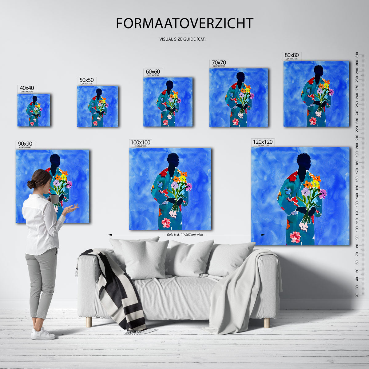 Figuur met bloemen Poster