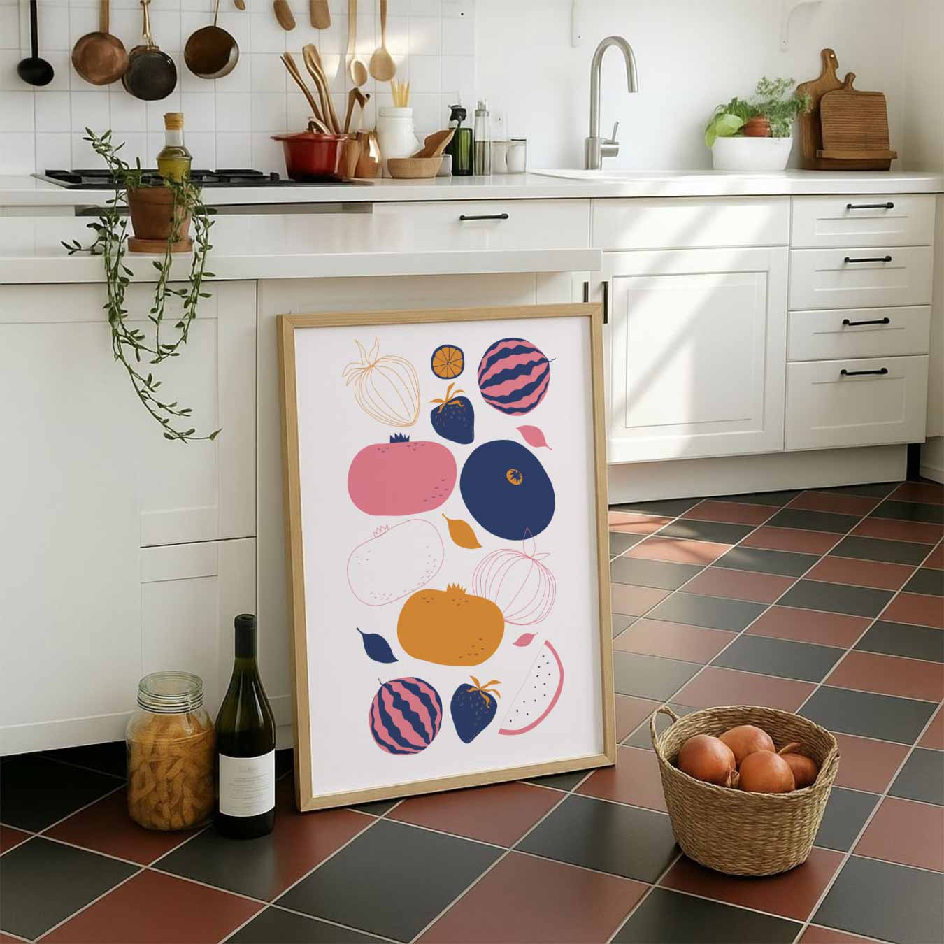 Speelse Fruitkunst Poster-WallArtistic