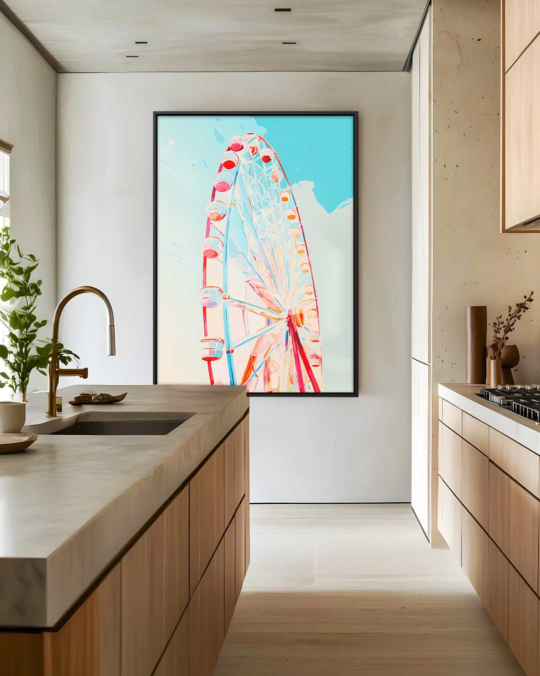 Kleurrijke Reuzenrad Droom Kunstwerk-canvas-dibond-plexiglas-wanddecoratie-WallArtistic