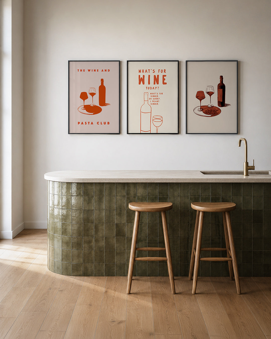 Wijn en pasta Posterset