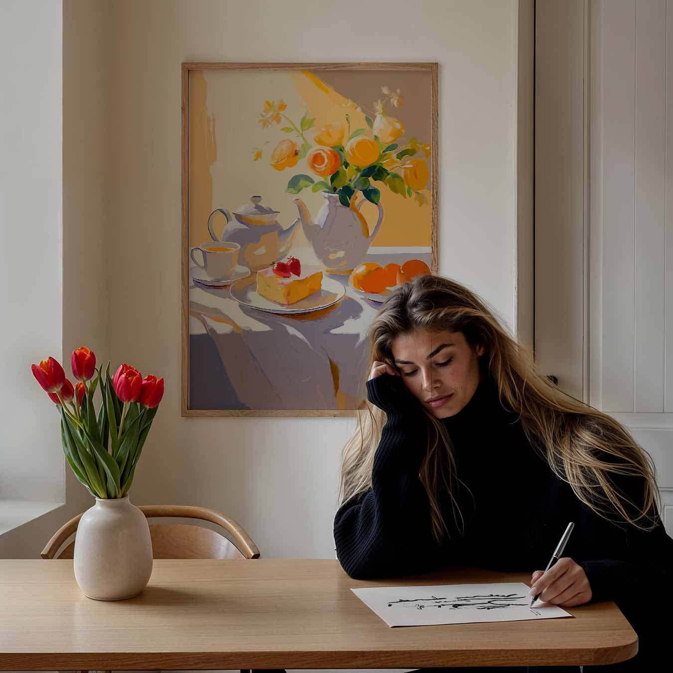 Zonnige Theetijd Stilleven Poster-WallArtistic