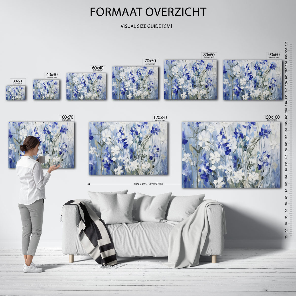 Blauwe en witte bloemen Poster