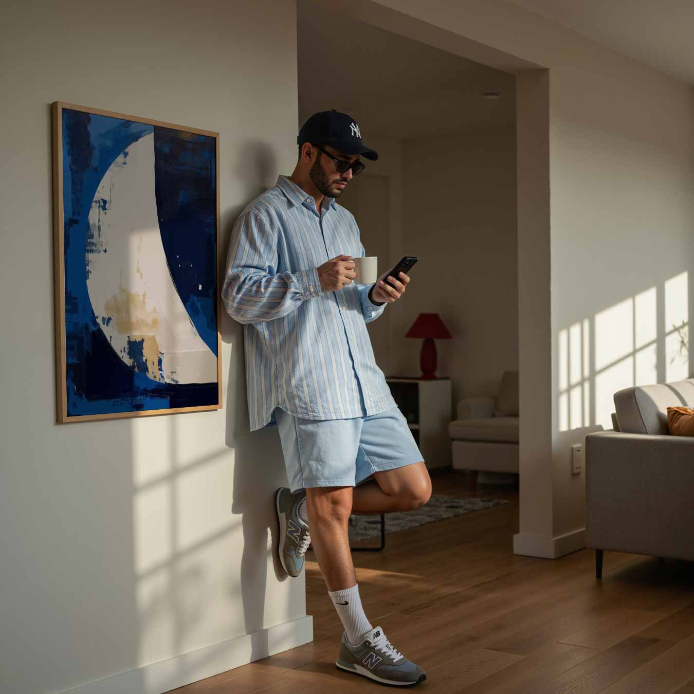 Blauwe Abstracte Vormen Poster-WallArtistic