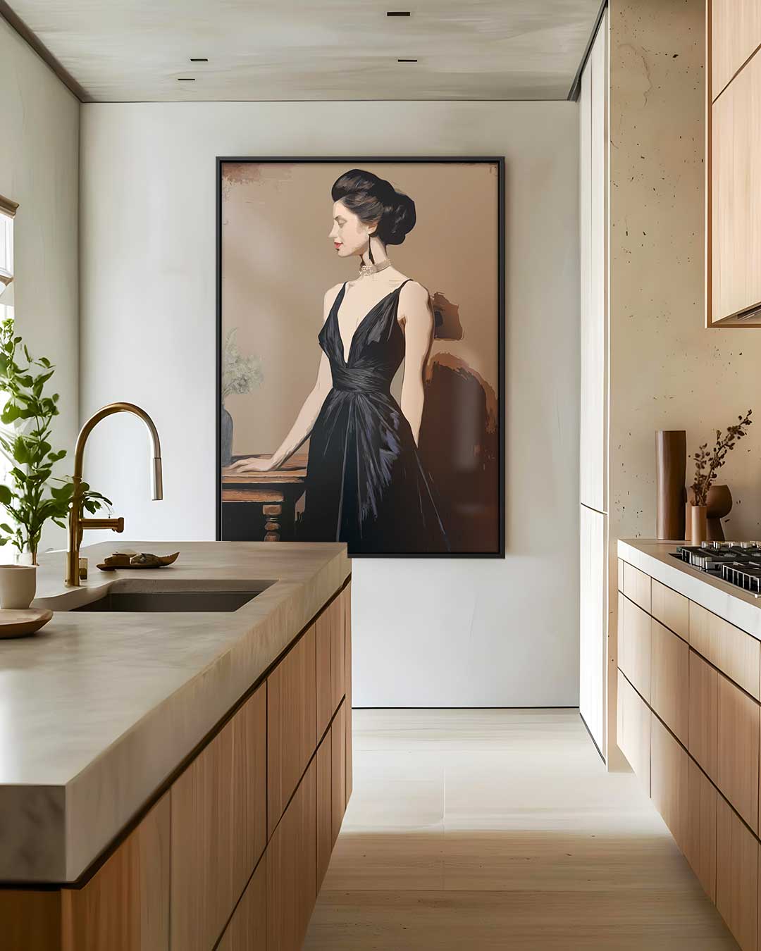 Elegante Dame in Zwart Kunstwerk-canvas-dibond-plexiglas-wanddecoratie-WallArtistic