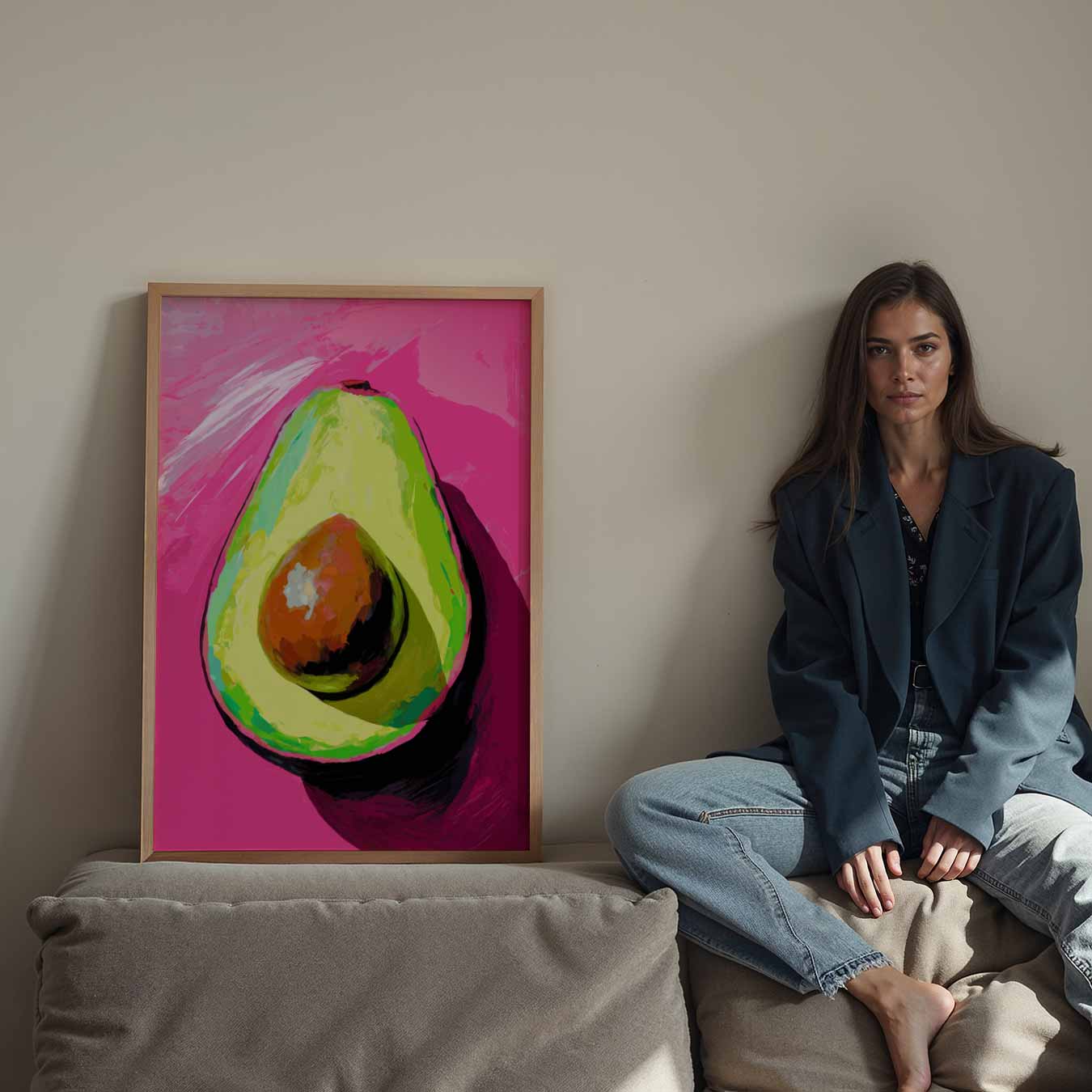Avocado-kunst op Roze Achtergrond Poster-WallArtistic
