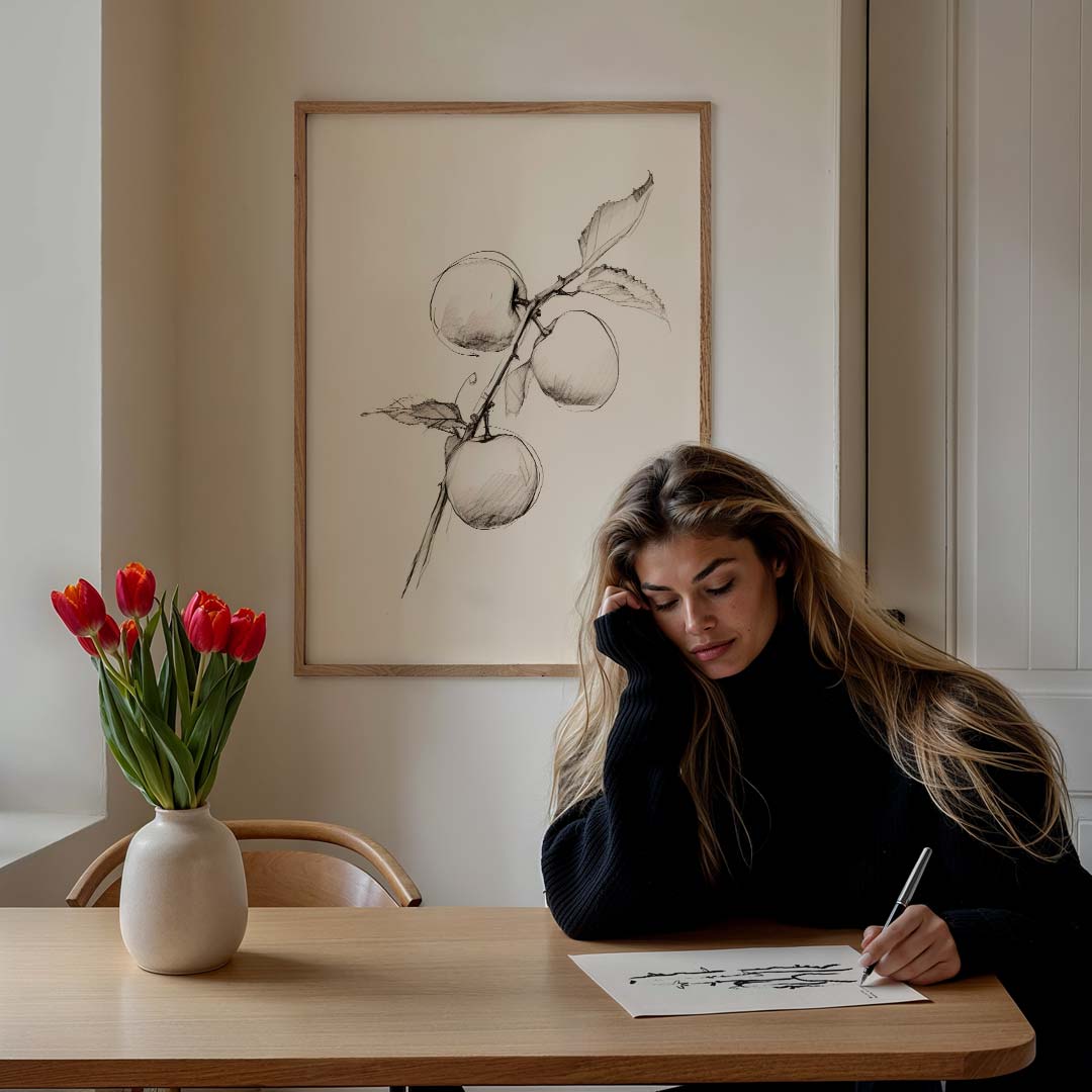 Artistieke Appel Schets Poster-WallArtistic