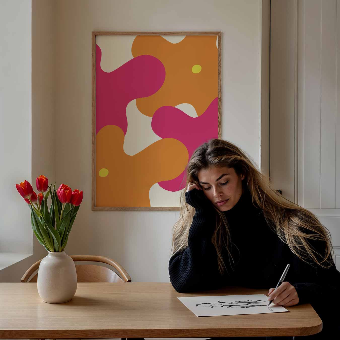 Vrolijke Bloemvlekken Poster