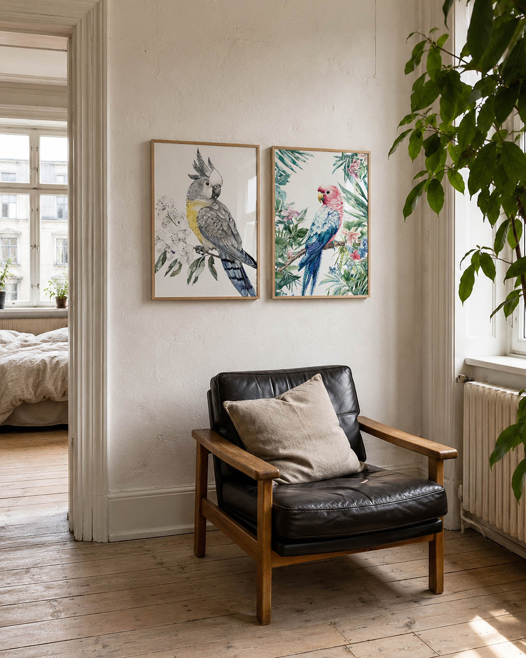 Vogels en bloemen Posterset