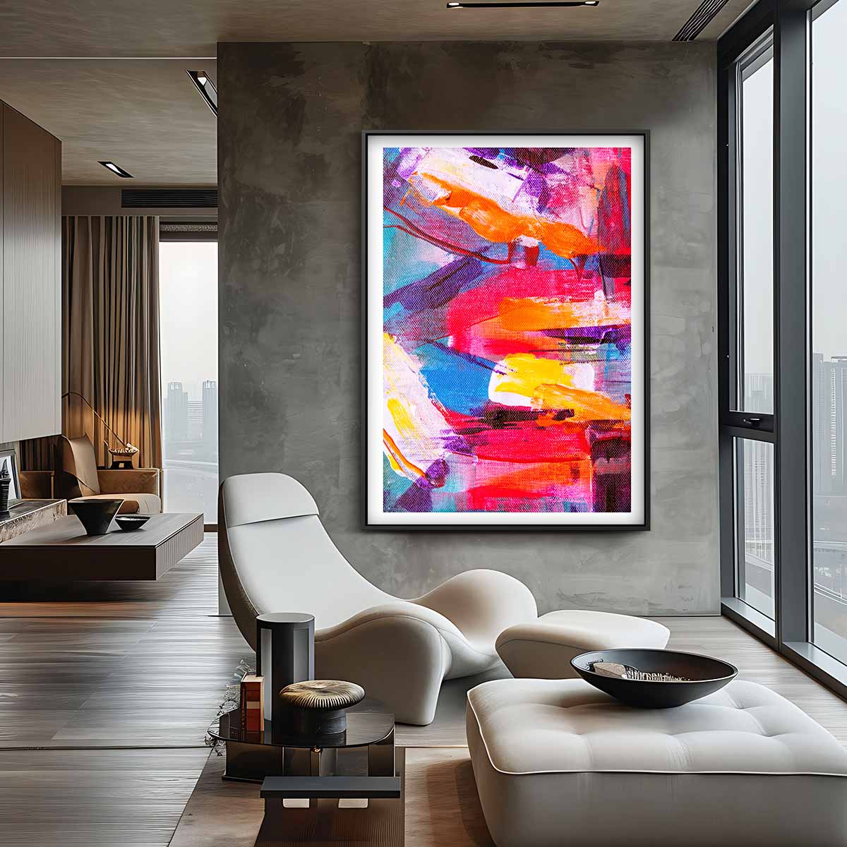 Kleurenexplosie Abstract Kunstwerk-canvas-dibond-plexiglas-wanddecoratie-WallArtistic