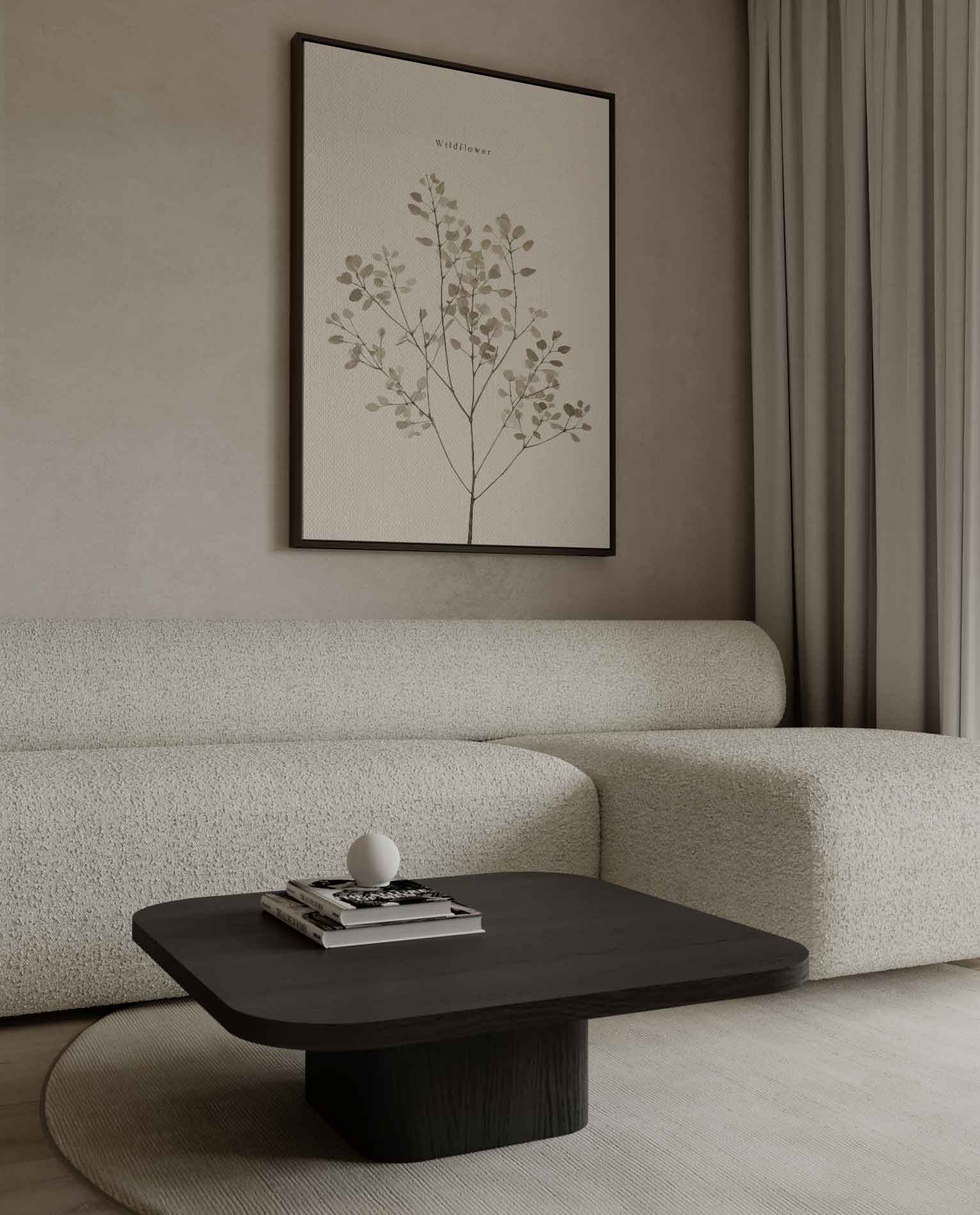 Minimalistische Wilde Bloem Illustratie Kunstwerk-canvas-dibond-plexiglas-wanddecoratie-WallArtistic