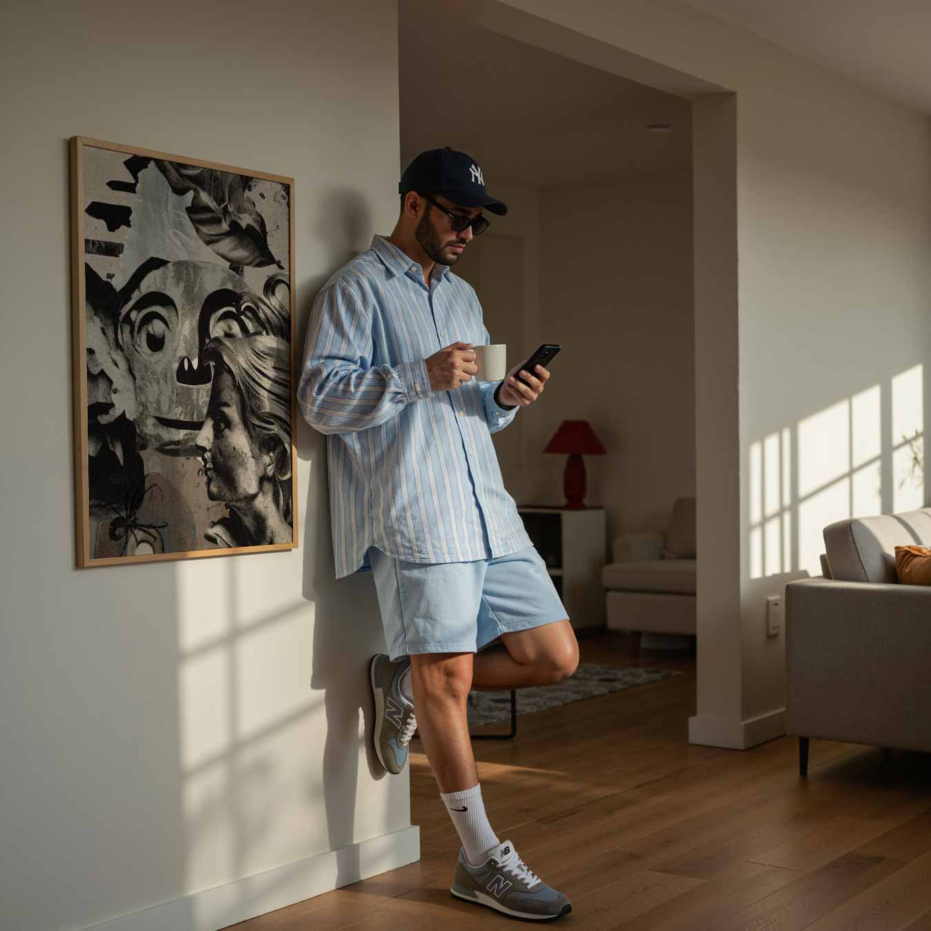 Collage Vrouw Gezicht en Maskerfiguur Poster-WallArtistic