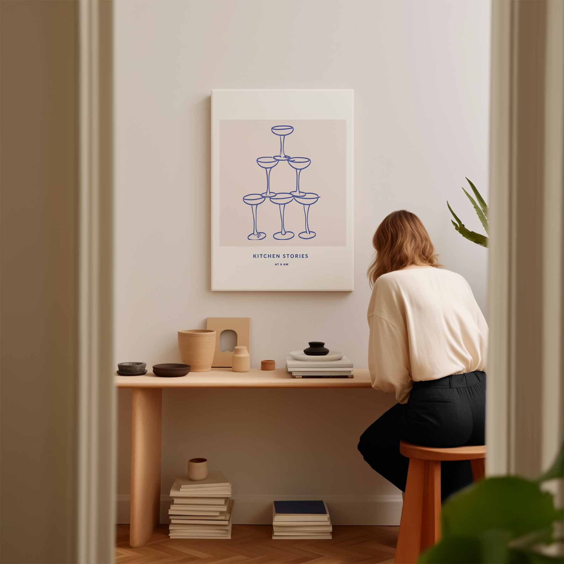 Champagneglas Piramide Illustratie Kunstwerk-canvas-dibond-plexiglas-wanddecoratie-WallArtistic