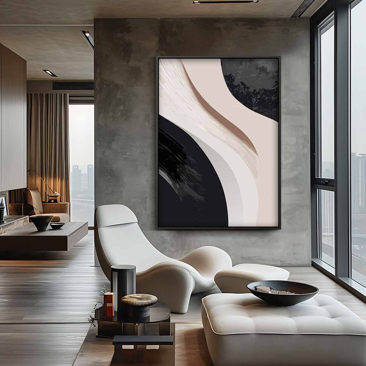 Organische Stroom van Contrast Kunstwerk-canvas-dibond-plexiglas-wanddecoratie-WallArtistic