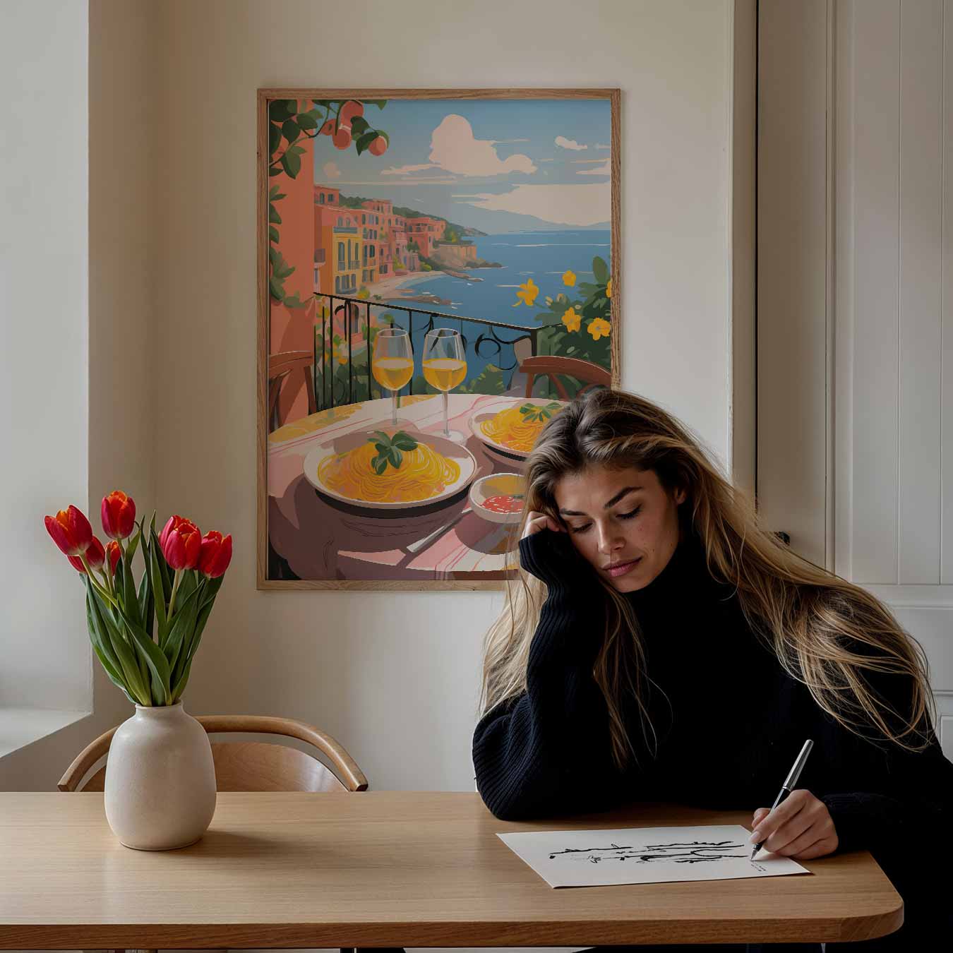 Romantisch Uitzicht op de Amalfikust Poster-WallArtistic